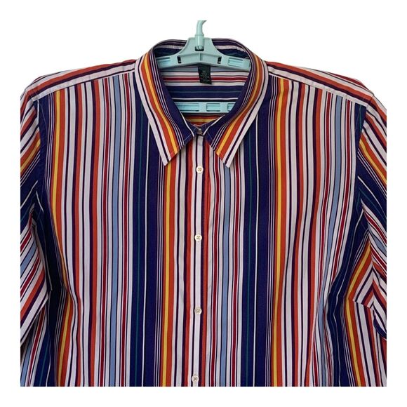 Lauren Ralph Lauren Women's Blouse 3 XL Multi Color Stripes Long Sleeve Cotton - Picture 2 of 13